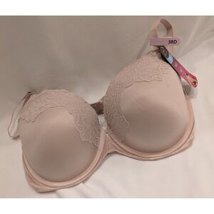 Maidenform Lift Convertible Straps Soft Lace Details Bra 38D Beige Nude